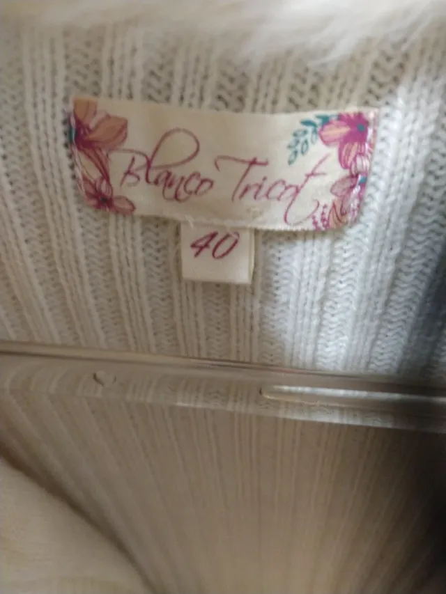 Chaqueta mujer blanco roto/beige con pelo T.40