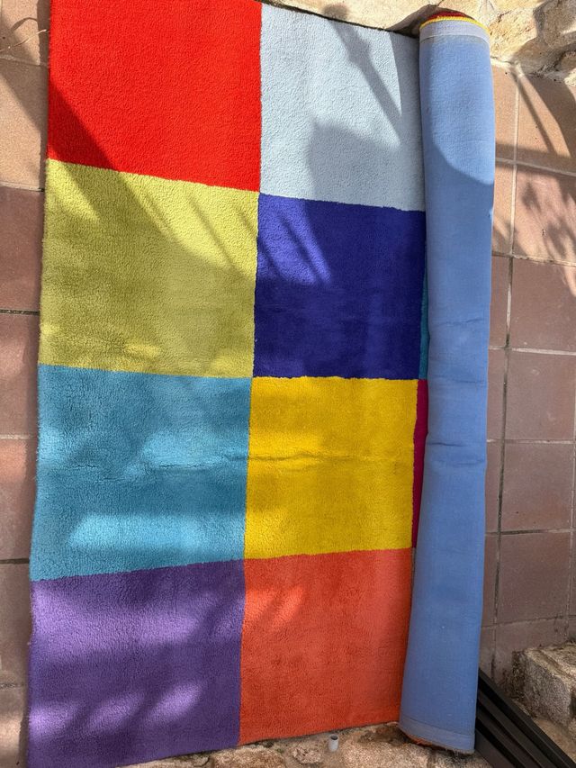 Tapete de pelo com design de quadrados 2,20x2,30m