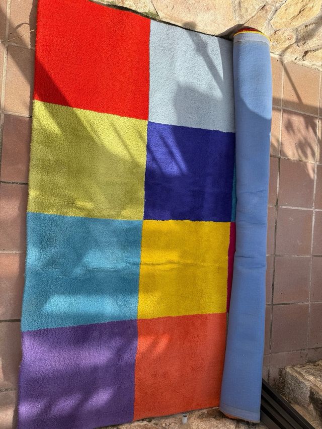 Tapete de pelo com design de quadrados 2,20x2,30m