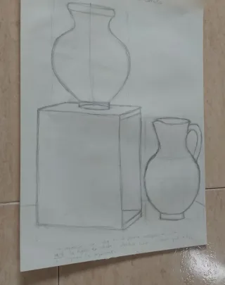 Dibujo antiguo escuela con anotaciones