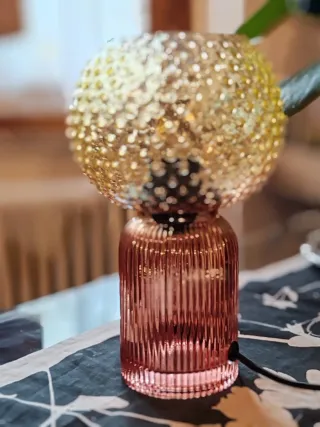 Lampada in vetro oro e rosa