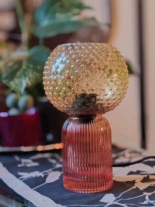 Lampada in vetro oro e rosa