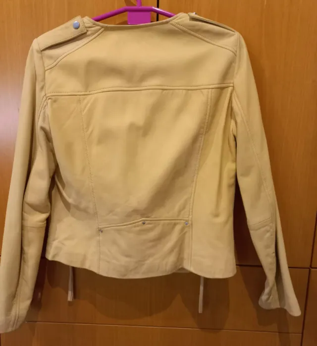 Cazadora Mango Piel Amarilla