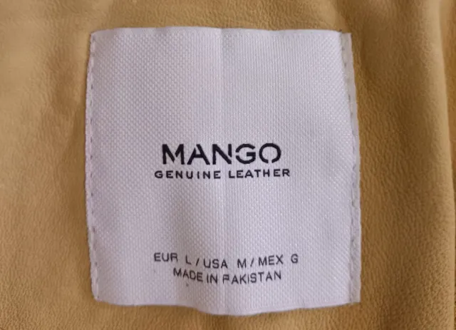 Cazadora Mango Piel Amarilla