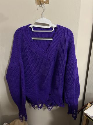 Maglione Viola Lana Strappato