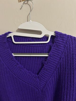 Maglione Viola Lana Strappato