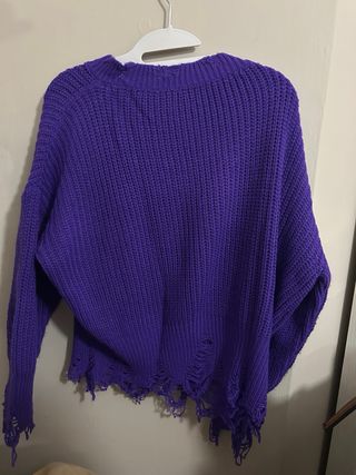 Maglione Viola Lana Strappato