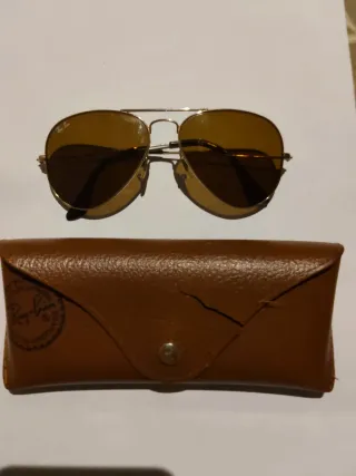 Gafas Ray-Ban Aviador Marrón y Dorado. Mujer.