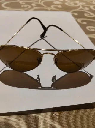 Gafas Ray-Ban Aviador Marrón y Dorado. Mujer.