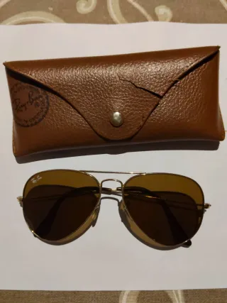 Gafas Ray-Ban Aviador Marrón y Dorado. Mujer.