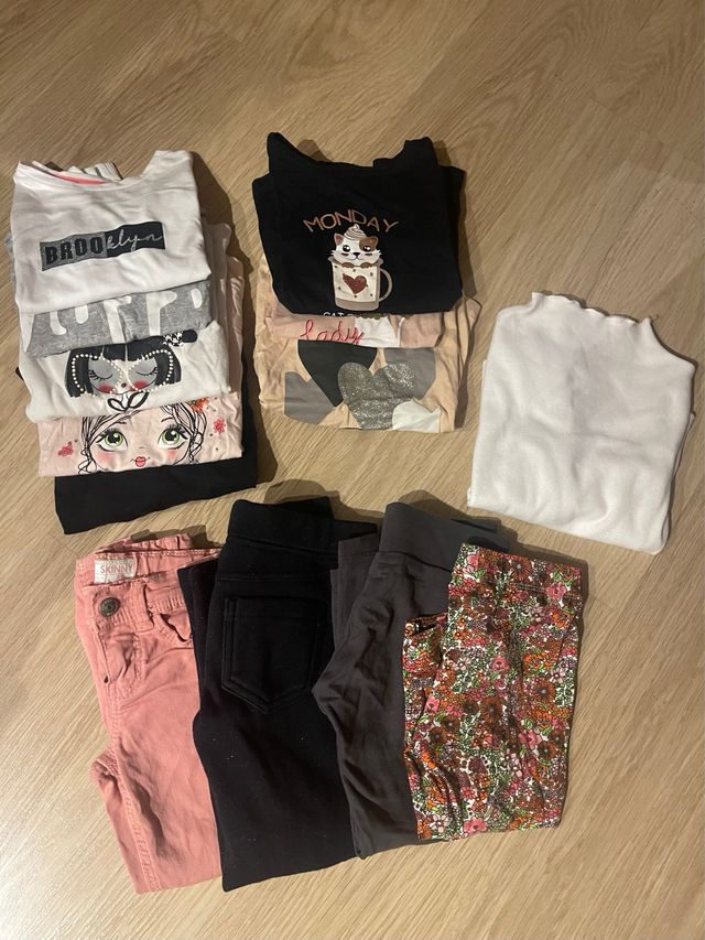 Lote Ropa Niña: 4 Pantalones y 9 camisetas Talla 4