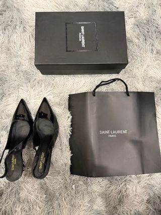 Saint Laurent Slingbacks Pretas Salto Alto
