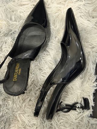 Saint Laurent Slingbacks Pretas Salto Alto