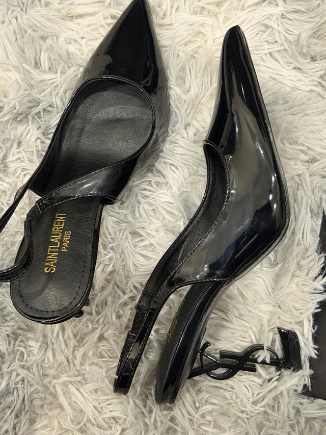 Saint Laurent Slingbacks Pretas Salto Alto
