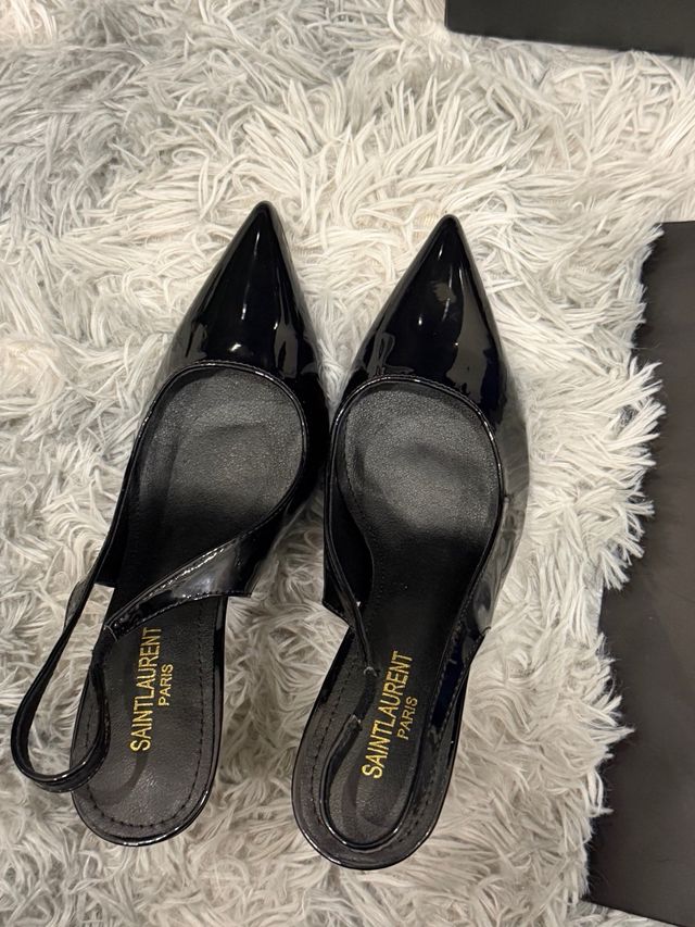 Saint Laurent Slingbacks Pretas Salto Alto