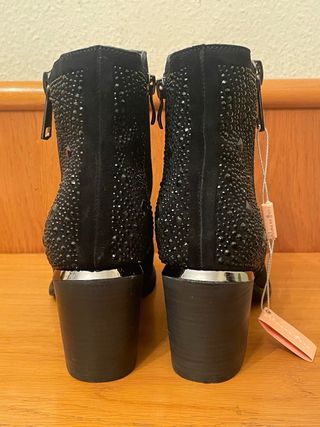 ALMA EN PENA - Botines negros tacón pedrería 39