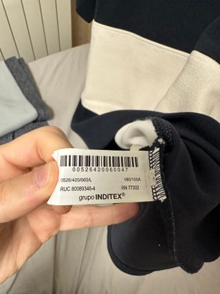 Camiseta ZARA Rayas Beige y Azul Marino