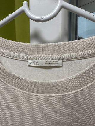 Camiseta ZARA Rayas Beige y Azul Marino