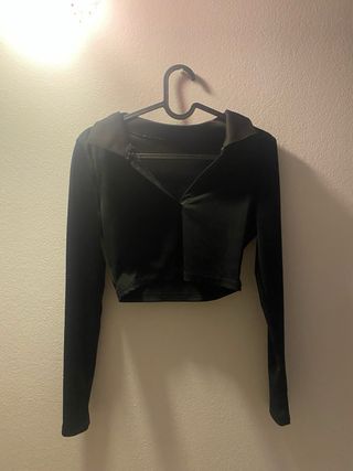 Top negro manga larga