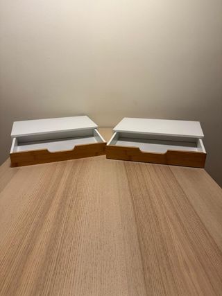 Scaffali galleggianti in bambù e bianco x2