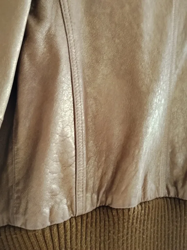 Cazadora Piel Dorada Mango Talla M