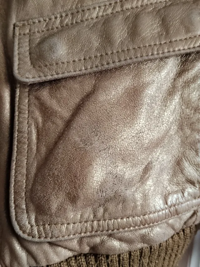 Cazadora Piel Dorada Mango Talla M