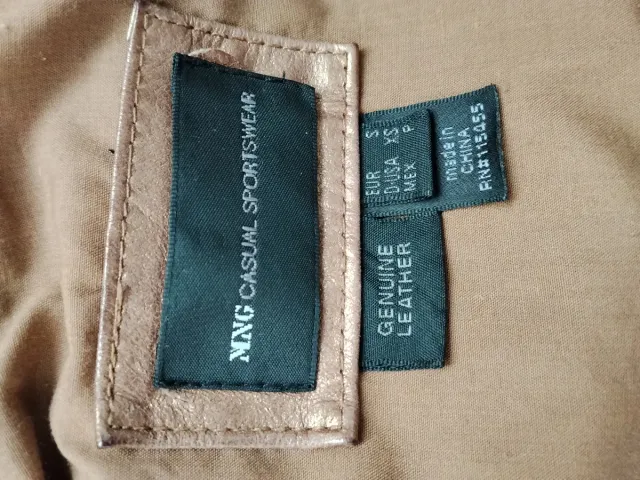 Cazadora Piel Dorada Mango Talla M