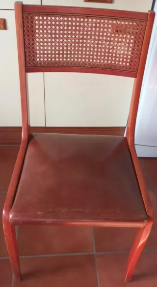 4 Sillas Retro Madera y Ratán