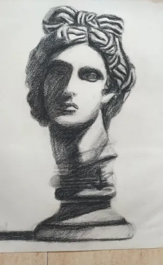 Dibujo a carboncillo antiguo: Apolo