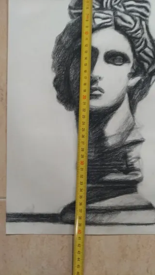 Dibujo a carboncillo antiguo: Apolo