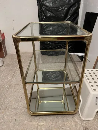 Carrito auxiliar 3 baldas cristal dorado