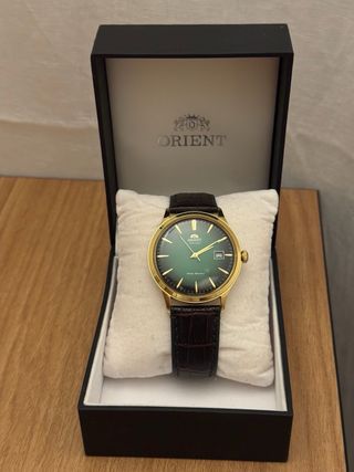 Reloj Orient Bambino Automático Piel Verde Dorado