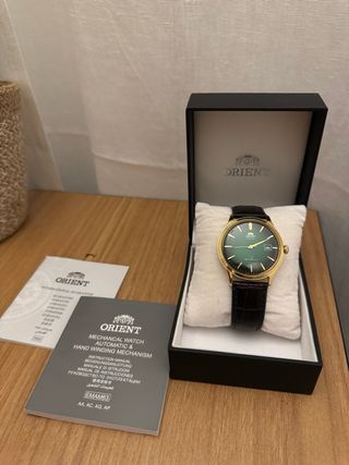 Reloj Orient Bambino Automático Piel Verde Dorado