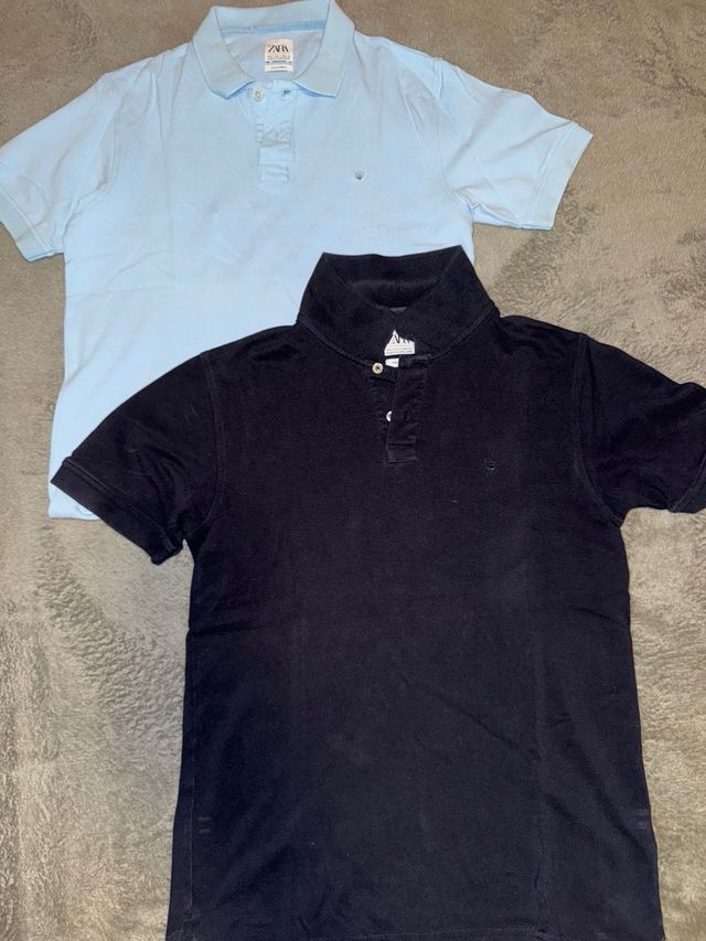2 Polos Zara Talla S Azul y celeste