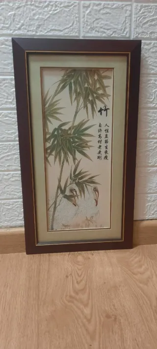 Cuadro decorativo bambú y pájaros