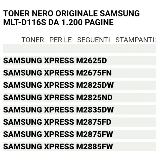 Samsung MLT-D116S Toner Nero