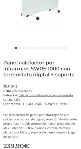 Panel calefactor por infrarrojos SWRE 1000
