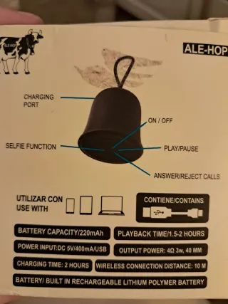 Altavoz Bluetooth ALE-HOP Negro Nuevo