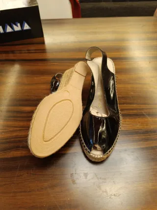 Sandalias de cuña negras mujer talla 38