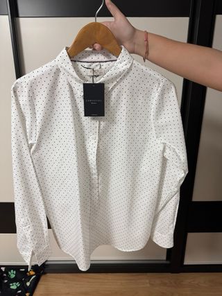 Camisa Cortefiel lunares blanca talla M mujer
