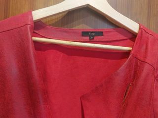 Chaqueta cuero roja mujer