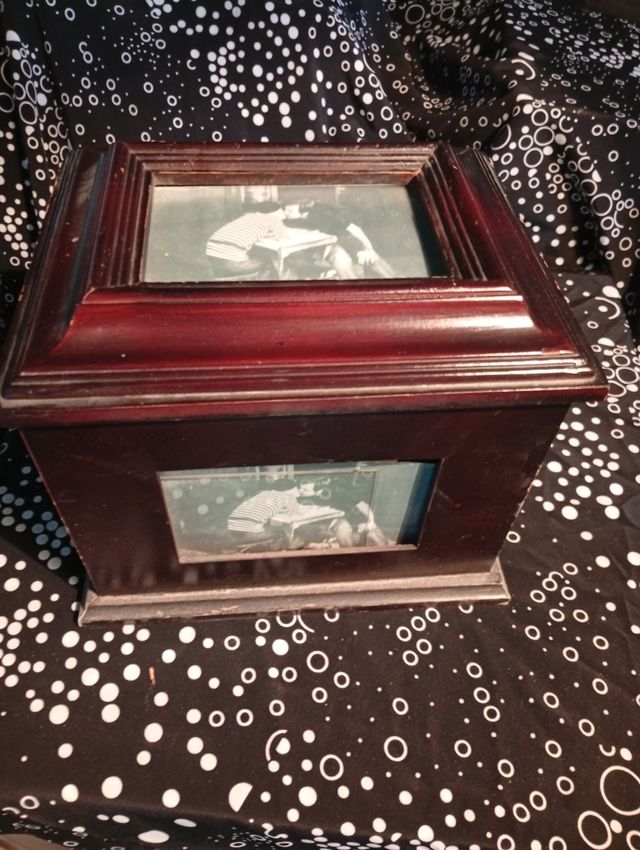 Caja porta fotos vintage madera