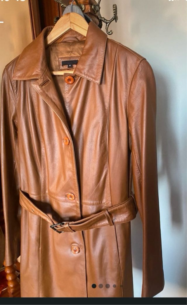 Abrigo de piel mujer camel