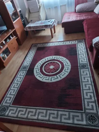 Alfombra Diseño Griego Rojo y Gris