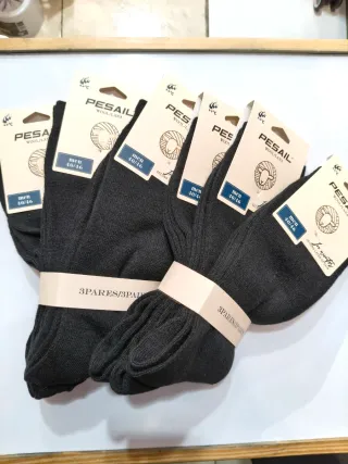 Meias homem PESAIL lã 40/46 (6 pares) Triple Black