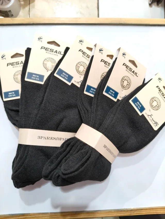 Meias homem PESAIL lã 40/46 (6 pares) Triple Black