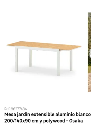 Mesa de terraza extensible madera y metal