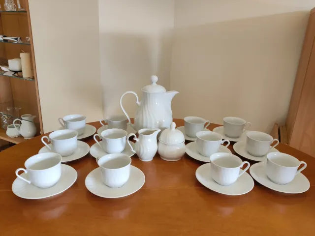 Juego de café de porcelana blanco