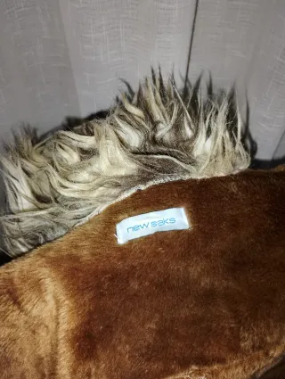 Abrigo largo de pelo beige