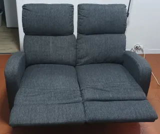 Sofá 2 plazas reclinable gris